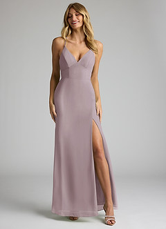 Azazie Becca Bridesmaid Dresses Dusk Sheath V-Neck Chiffon Dress image4