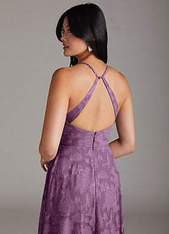 Azazie Davis Bridesmaid Dresses Wisteria A-Line Pleated Floral Burnout Dress image6
