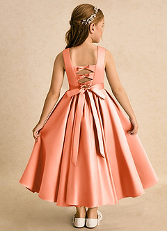Azazie Junebuj vestidos de niña de las flores Vestido de Atardecer de Satin Mate de Princesa con Plisado image1