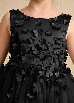 Azazie Lana Flower Girl Dresses Black A-Line Sleeveless Matte Satin Dress image6