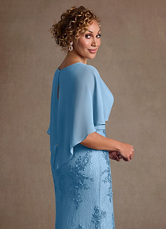 Azazie Amrita Mother of the Bride Dresses Steel Blue Mermaid Lace Chiffon Dress image6