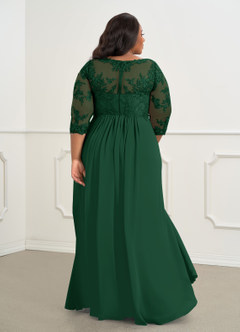 Azazie Hayek Kleider für die Brautmutter A-Linie V-Hals Spitze Chiffon Kleid Dunkelgrün image7