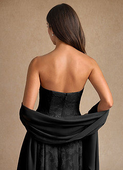 Azazie Lorain Kleider für die Brautmutter A-Linie Plissee Blumen-Burnout Kleid Schwarz image11