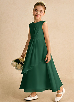 Azazie Edelweiss Flower Girl Dresses Dark Green A-Line Pleated Chiffon Dress image5