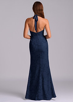 Azazie Valerie Brudtärnklänningar Klä av Sjöjungfru i Blommig Utbrändhet Plisserad Mörk Marinblå image7