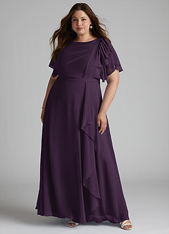 Azazie Aaliyah Modest Bridesmaid Dresses A-Line Scoop Pleated Chiffon Floor-Length Dress image12