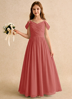 Azazie Chelo Junior Formal Flower Girl Klänningar Klä A-Linje i Chiffong Plisserad image3