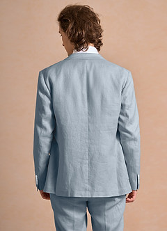 front Harrison Dusty Blue 100% Linen Suit Jacket
