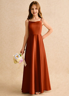 Azazie Joella Girls Formal Flower Girl Klänningar Klä A-Line i Stretch Satin Plisserad image3