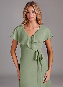 Azazie Lainey Bridesmaid Dresses Pistachio A-Line with Pockets Chiffon Dress image6