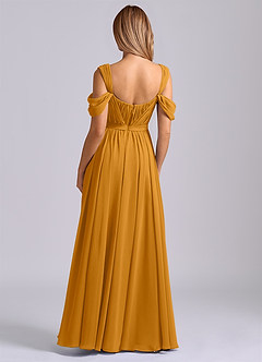 Azazie Koa Final Sale Butterscotch A-Line Off the Shoulder Chiffon Dress image2