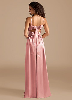 Azazie Zeya Bridesmaid Dresses Dusty Rose A-Line Pleated Metallic Satin Dress image2
