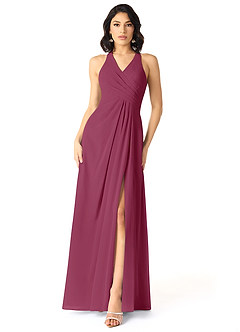Azazie Danica Bridesmaid Dresses Mulberry A-Line Pleated Chiffon Dress image1