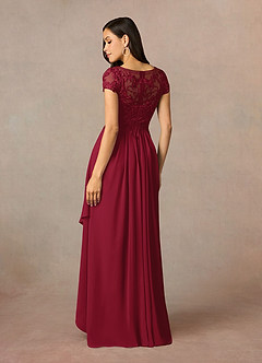 Azazie Lunda Kleider für die Brautmutter A-Linie Spitze Chiffon Kleid Burgunderrot image4