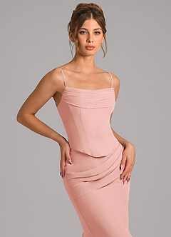 Azazie Sorrel Bridesmaid Dresses Rosette Mermaid Corset Chiffon Dress image8