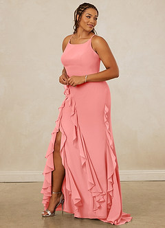 Christian Siriano Bridal for Azazie 1006 Bridesmaid Dresses Coral Mermaid Ruched Chiffon Dress image11