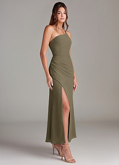 Azazie Eren Bridesmaid Dresses Willow Green Mermaid One Shoulder Chiffon Dress image4