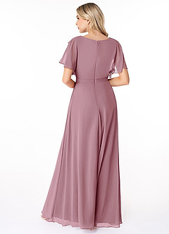 Azazie Aaliyah Modest Bridesmaid Dresses A-Line Scoop Pleated Chiffon Floor-Length Dress image2