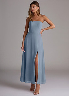 Azazie Wren Abiti da Damigella Abito A-Line in Chiffon Senza Cinturino Crepuscolo image1