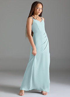Azazie Leo Junior Mist Mermaid Pleated Chiffon Dress image3