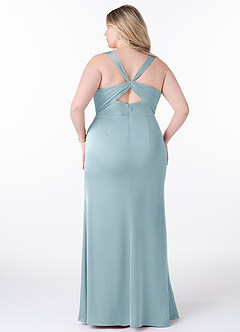 Azazie Mero Brudtärnklänningar Klänning av Tubklänning i Stretch Satin Plisserad Moody Blue image7