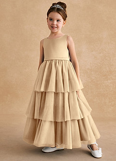 Azazie Megallie Flower Girl Klänningar Klänning A-Line i Tyll Rosett image2