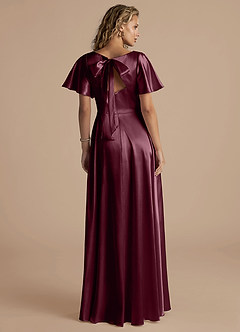 Azazie Kimber Bridesmaid Dresses Cabernet A-Line Ruched Metallic Satin Dress image4