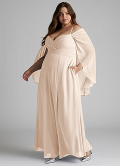 Azazie Cienna Bridesmaid Dresses White Alabaster A-Line Long Sleeve Chiffon Dress image11
