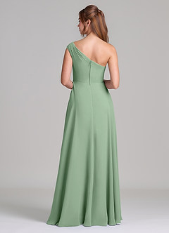 Azazie Melanie 신부 들러리 드레스 A라인 오프 더 숄더 쉬폰 바닥 길이 드레스 image5