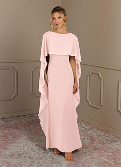 Azazie Dion Mother of the Bride Dresses Blushing Pink Sheath Scoop Stretch Crepe Dress image1