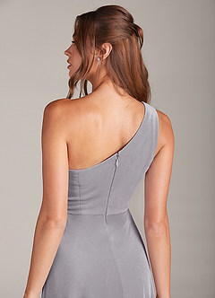 Azazie Brooke Bridesmaid Dresses French Lilac A-Line One Shoulder Velvet Dress image2