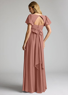 Azazie Madisynn Brautjungfernkleider für Schwangere Schleifen Chiffon Bodenlänge Kleid image2
