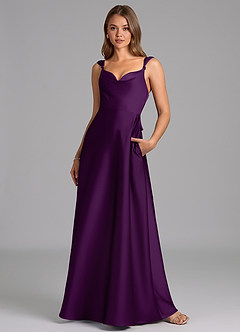 Azazie Beatrice 신부 들러리 드레스 A라인 스윗하트 네크라인 스트레치 새틴 바닥 길이 드레스 image4