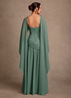 Azazie Flossie Mère de la mariée Robes Robe Trapèze en Mousseline de soie Plissée Eucalyptus image2