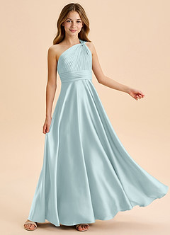 Azazie Charlize Junior Jurk van Stretch Satijn met A-Lijn Geplooid De Nevel image5