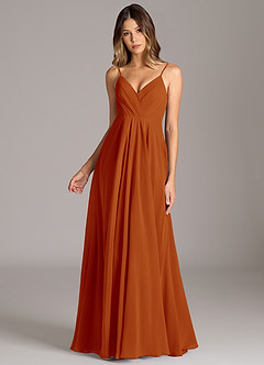 Azazie Amani Bridesmaid Dresses Paprika A-Line Pleated Chiffon Dress image4