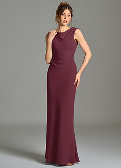 Azazie Kieryn Bridesmaid Dresses Cabernet Mermaid Pleated Chiffon Dress image4