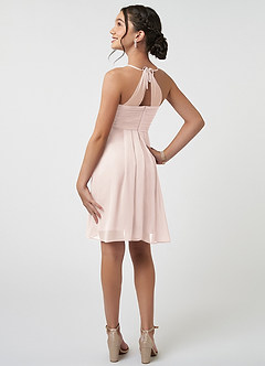 Azazie Ginny Junior Rose Petal A-Line Pleated Chiffon Dress image4