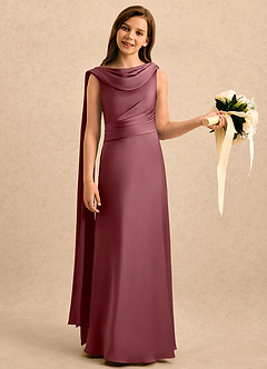 Azazie Sanah Girls Formal Flower Girl Klänningar Klänning A-Line i Stretch Satin Plisserad image3