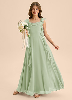 Azazie Carmin Junior Klä av A-Line i Chiffong Rynkad image5