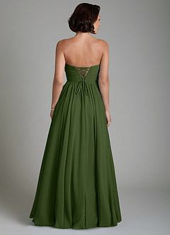 Azazie Petra Bridesmaid Dresses Olive A-Line Corset Chiffon Dress image2
