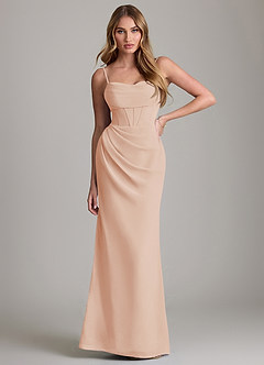 Azazie Mai Bridesmaid Dresses English Rose Sheath Pleated Chiffon Dress image1