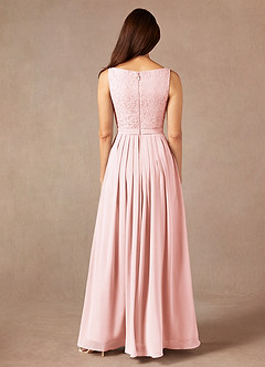 Azazie Ainsling Mother of the Bride Dresses Blushing Pink A-Line Square Neckline Lace Chiffon Dress image7
