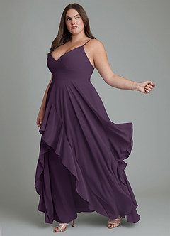 Azazie Zaina Bridesmaid Dresses Plum A-Line Chiffon Dress image10