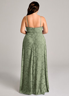 Azazie Moira Bridesmaid Dresses Pistachio A-Line Side Slit Floral Burnout Dress image11
