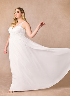 Azazie Carmella At-home Try On Dresses Diamond White A-Line Sequins Chiffon Dress image9
