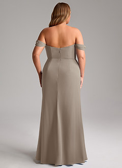 Azazie Saige Bridesmaid Dresses Taupe A-Line Off the Shoulder Chiffon Convertible Dress image15