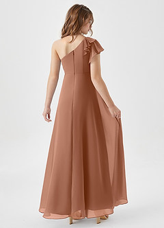 Azazie Arabella Junior Robe Trapèze en Mousseline de soie Rayé Bronze image2