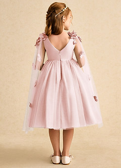 Azazie Staria Flower Girl Dresses Blushing Pink Ball-Gown Ruched Tulle Dress image2