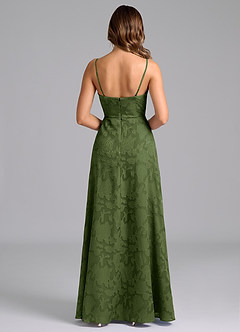 Azazie Wren Abiti da Damigella Abito A-Line in Burnout Floreale Senza Cinturino Oliva image6